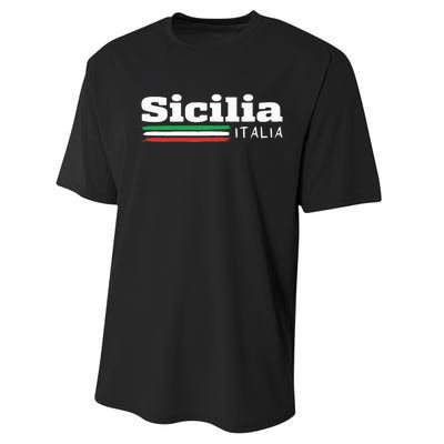 Vintage Sicilia Italia Sicily Italian Flag Italy Souvenir Performance Sprint T-Shirt