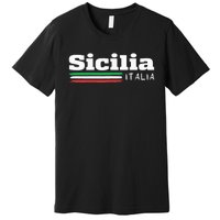 Vintage Sicilia Italia Sicily Italian Flag Italy Souvenir Premium T-Shirt