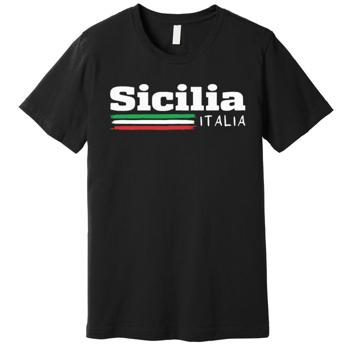 Vintage Sicilia Italia Sicily Italian Flag Italy Souvenir Premium T-Shirt