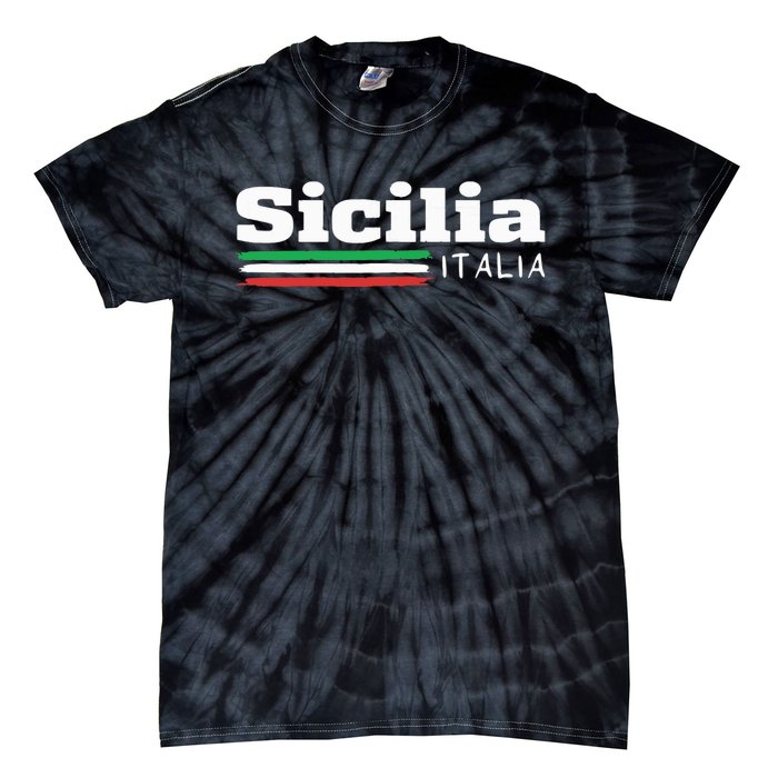 Vintage Sicilia Italia Sicily Italian Flag Italy Souvenir Tie-Dye T-Shirt