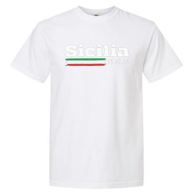 Vintage Sicilia Italia Sicily Italian Flag Italy Souvenir Garment-Dyed Heavyweight T-Shirt