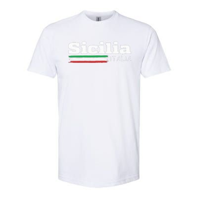 Vintage Sicilia Italia Sicily Italian Flag Italy Souvenir Softstyle CVC T-Shirt