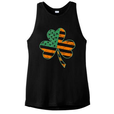 Vintage Shamrock Irish American Flag St Patrick's Day Gift Ladies PosiCharge Tri-Blend Wicking Tank