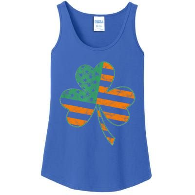 Vintage Shamrock Irish American Flag St Patrick's Day Gift Ladies Essential Tank