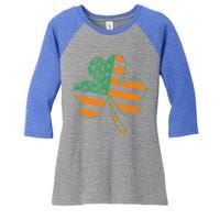 Vintage Shamrock Irish American Flag St Patrick's Day Gift Women's Tri-Blend 3/4-Sleeve Raglan Shirt