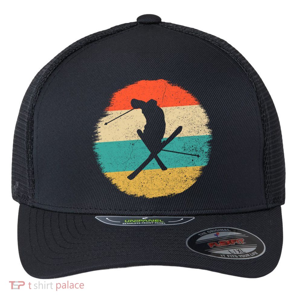 Vintage Ski Jump Skiing Gift Ski Lover Gift Flexfit Unipanel Trucker Cap