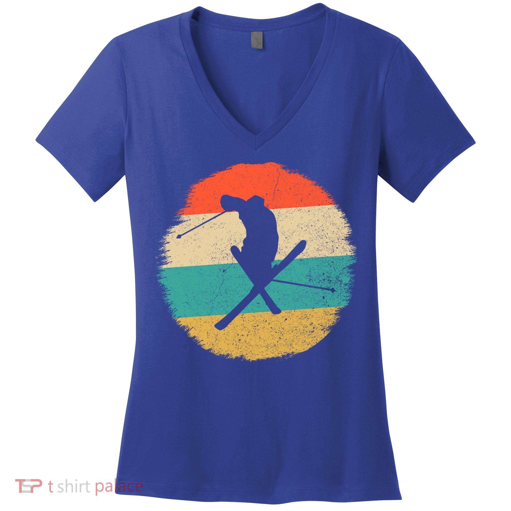 Vintage Ski Jump Skiing Gift Ski Lover Gift Women's V-Neck T-Shirt