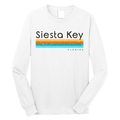 Vintage Siesta Key Florida Retro Design Long Sleeve Shirt