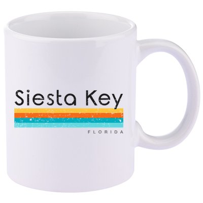Vintage Siesta Key Florida Retro Design 11oz C Handle Ceramic Mug