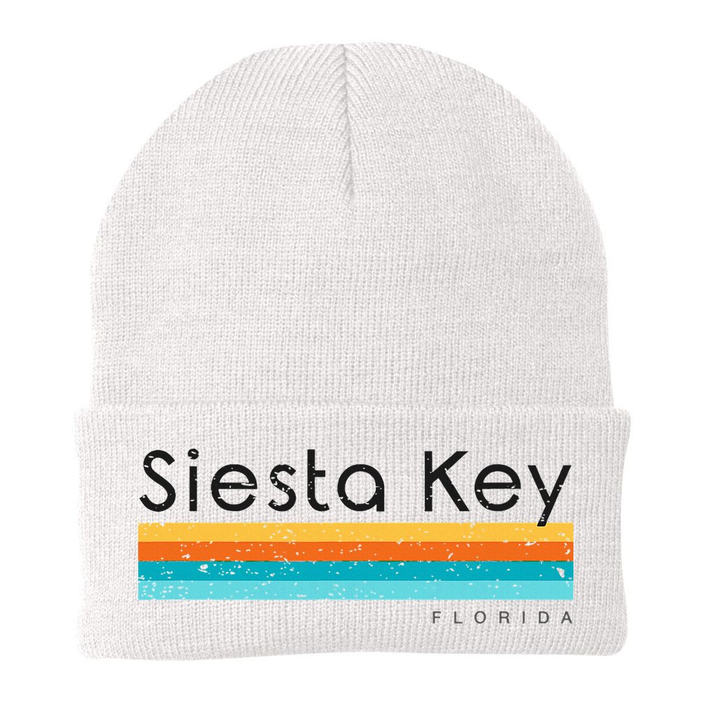 Vintage Siesta Key Florida Retro Design Beanie