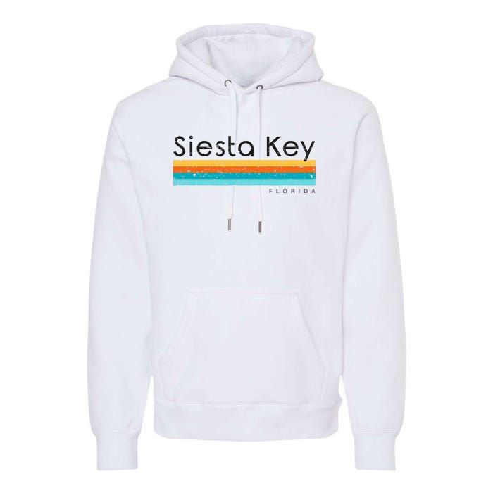 Vintage Siesta Key Florida Retro Design Premium Hoodie