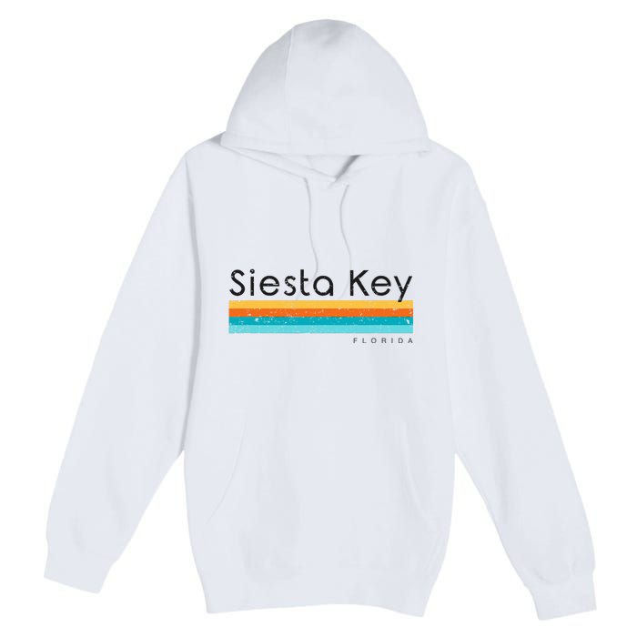 Vintage Siesta Key Florida Retro Design Premium Pullover Hoodie