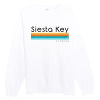 Vintage Siesta Key Florida Retro Design Premium Crewneck Sweatshirt