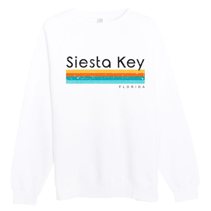 Vintage Siesta Key Florida Retro Design Premium Crewneck Sweatshirt