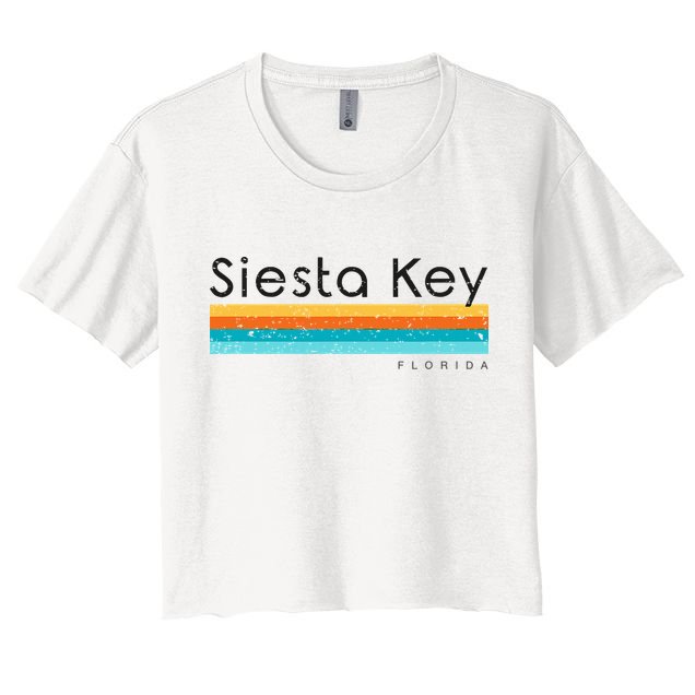 Vintage Siesta Key Florida Retro Design Crop Top