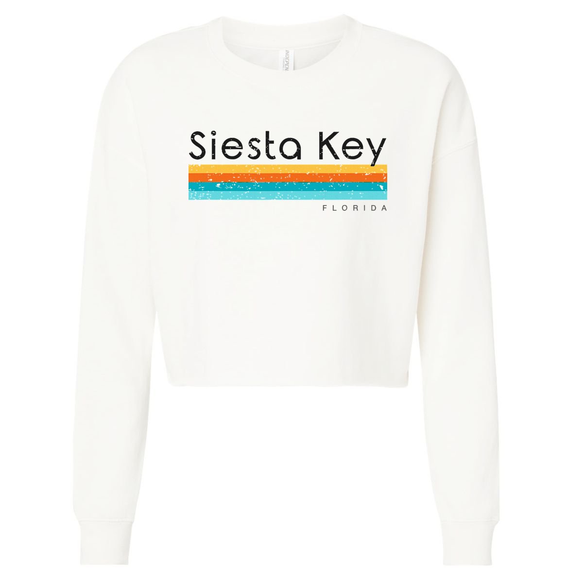 Vintage Siesta Key Florida Retro Design Cropped Pullover Crew