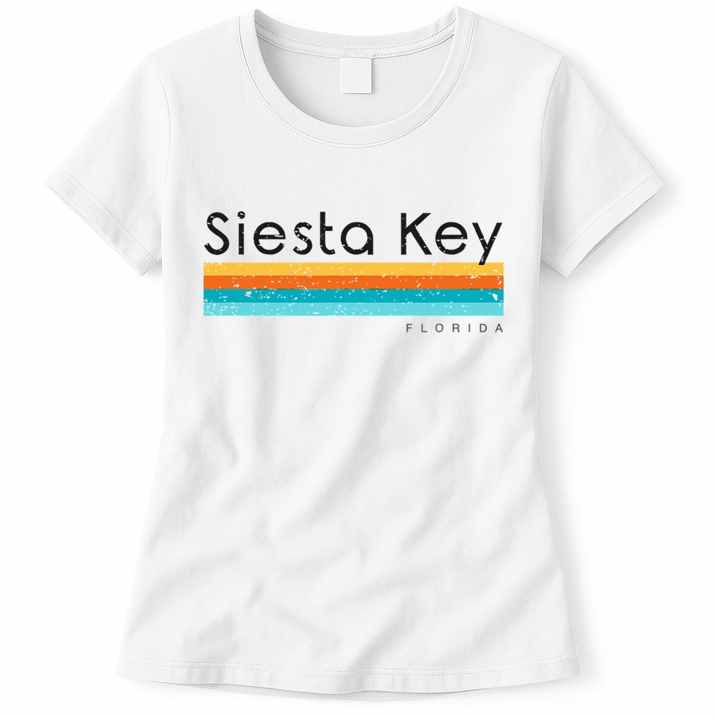 Vintage Siesta Key Florida Retro Design Womens T-Shirt