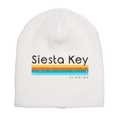 Vintage Siesta Key Florida Retro Design Short Acrylic Beanie