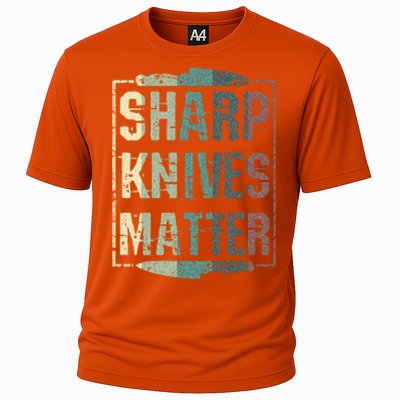 Vintage Sharp Knives Matter Chef Knife Culinary Christmas Gift Cooling Performance Crew T-Shirt