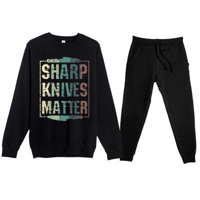 Vintage Sharp Knives Matter Chef Knife Culinary Christmas Gift Premium Crewneck Sweatsuit Set