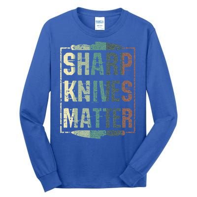 Vintage Sharp Knives Matter Chef Knife Culinary Christmas Gift Tall Long Sleeve T-Shirt