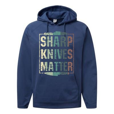 Vintage Sharp Knives Matter Chef Knife Culinary Christmas Gift Performance Fleece Hoodie