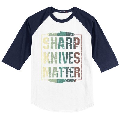 Vintage Sharp Knives Matter Chef Knife Culinary Christmas Gift Baseball Sleeve Shirt