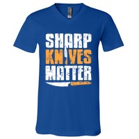 Vintage Sharp Knives Matter Cool Cooking Tee Present Gift V-Neck T-Shirt