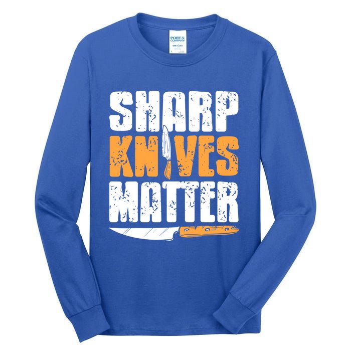 Vintage Sharp Knives Matter Cool Cooking Tee Present Gift Tall Long Sleeve T-Shirt