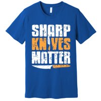 Vintage Sharp Knives Matter Cool Cooking Tee Present Gift Premium T-Shirt