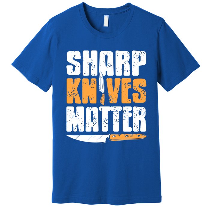 Vintage Sharp Knives Matter Cool Cooking Tee Present Gift Premium T-Shirt