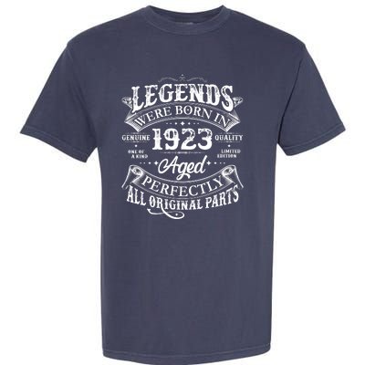 Vintage Scroll Legends Were Born In 1923 Aged Perfectly 100th Birthday Garment-Dyed Heavyweight T-Shirt