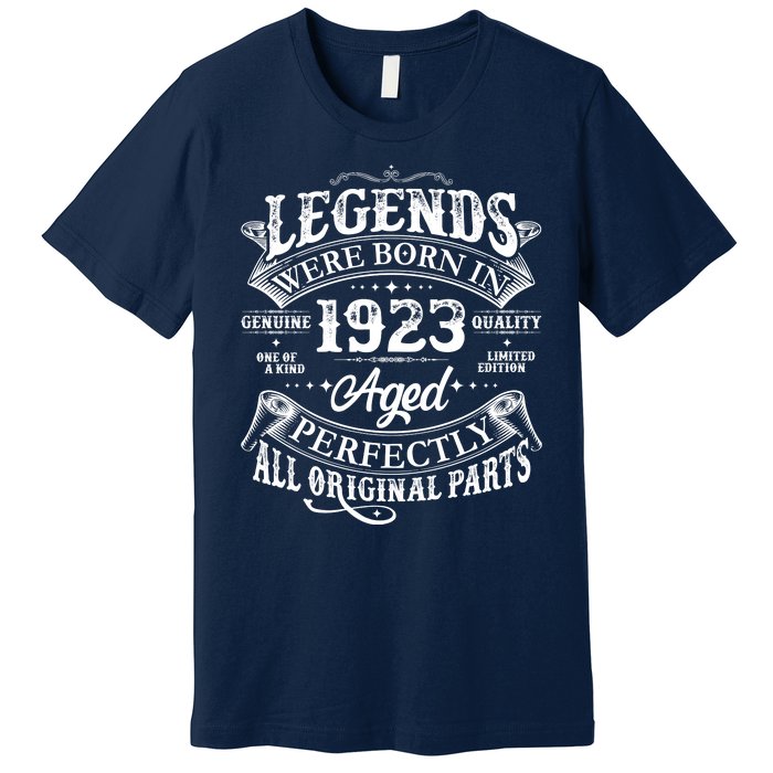 Vintage Scroll Legends Were Born In 1923 Aged Perfectly 100th Birthday Premium T-Shirt