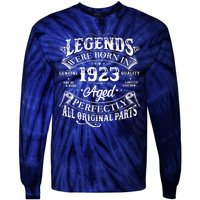 Vintage Scroll Legends Were Born In 1923 Aged Perfectly 100th Birthday Tie-Dye Long Sleeve Shirt