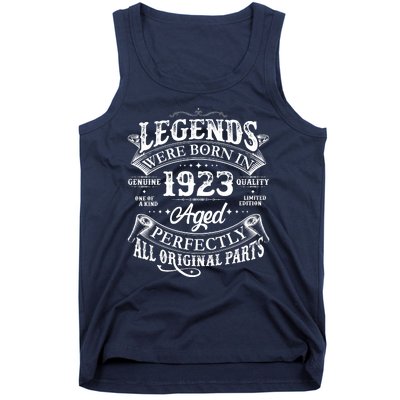 Vintage Scroll Legends Were Born In 1923 Aged Perfectly 100th Birthday Tank Top