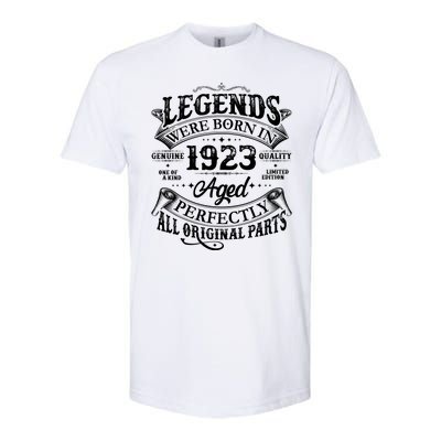 Vintage Scroll Legends Were Born In 1923 Aged Perfectly 100th Birthday Softstyle CVC T-Shirt