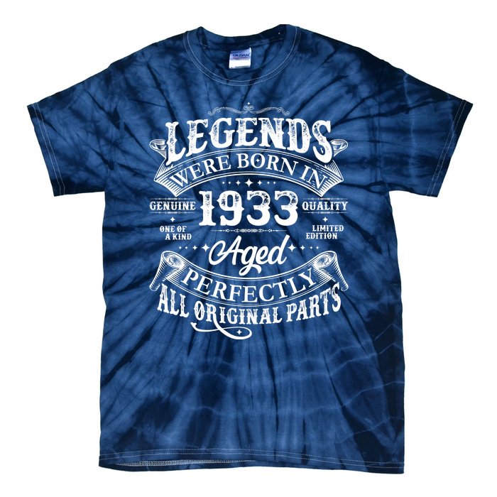 Vintage Scroll Legends Were Born In 1933 Aged Perfectly 90th Birthday Tie-Dye T-Shirt