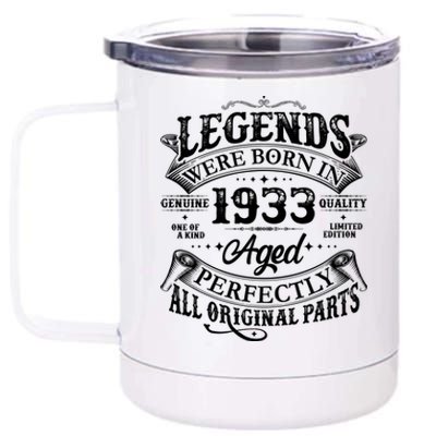 Vintage Scroll Legends Were Born In 1933 Aged Perfectly 90th Birthday 12 oz Stainless Steel Tumbler Cup