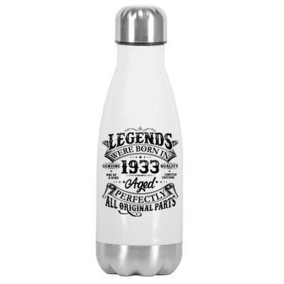 Vintage Scroll Legends Were Born In 1933 Aged Perfectly 90th Birthday Stainless Steel Insulated Water Bottle