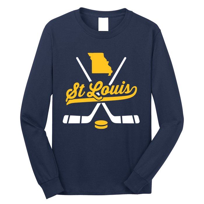 Vintage St. Louis Ice Hockey Sticks Sports Team Fan Gift Long Sleeve Shirt