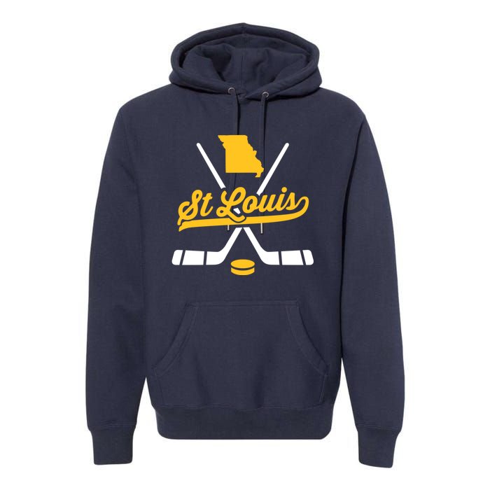 Vintage St. Louis Ice Hockey Sticks Sports Team Fan Gift Premium Hoodie