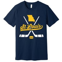 Vintage St. Louis Ice Hockey Sticks Sports Team Fan Gift Premium T-Shirt