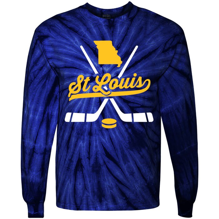 Vintage St. Louis Ice Hockey Sticks Sports Team Fan Gift Tie-Dye Long Sleeve Shirt