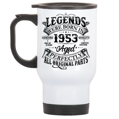 Vintage Scroll Legends Were Born In 1953 Aged Perfectly 70th Birthday Stainless Steel Travel Mug