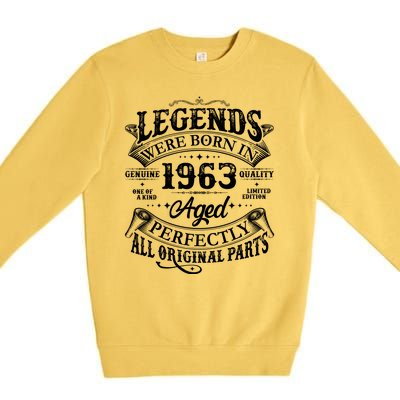 Vintage Scroll Legends Were Born In 1963 Aged Perfectly 60th Birthday Premium Crewneck Sweatshirt