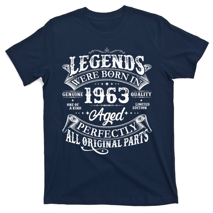 Vintage Scroll Legends Were Born In 1963 Aged Perfectly 60th Birthday T-Shirt