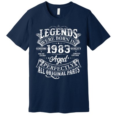 Vintage Scroll Legends Were Born In 1983 Aged Perfectly 40th Birthday Premium T-Shirt