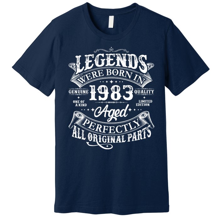 Vintage Scroll Legends Were Born In 1983 Aged Perfectly 40th Birthday Premium T-Shirt