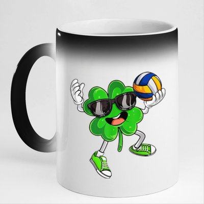 Volleyball Shamrock Lucky Clover Irish St Patrick's Day 11oz Black Color Changing Mug