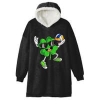 Volleyball Shamrock Lucky Clover Irish St Patrick's Day Hooded Wearable Blanket